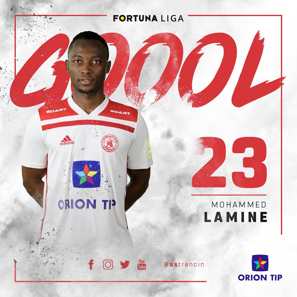 Ghanaian youngster Mohammed Lamine registers first goal in Trencin draw against Podbrezová
