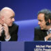 Michel Platini and Gianni Infantino pictured in March 2010 when they worked side-by-side for UEFA