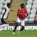 LEIGH, ENGLAND - AUGUST 26: Omari Forson of Manchester United U21s in action during the Premier League 2 match between Manchester United U21s and Fulham U21s at Leigh Sports Village on August 26, 2022 in Leigh, England. (Photo by John Peters/Manchester United via Getty Images)