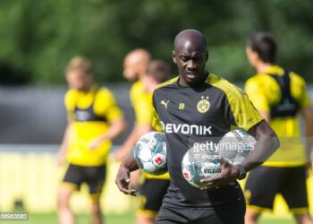 BAD RAGAZ, SWITZERLAND - AUGUST 01: Talent Manager Otto Addo of Borussia Dortmund looks on during the Borussia Dortmund training camp session on August 01, 2019 in Bad Ragaz, Switzerland. (Photo by TF-Images/Getty Images)
