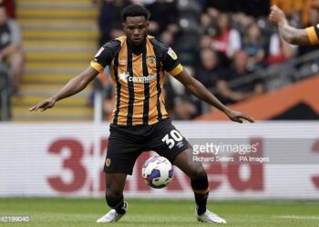 Hull City's Benjamin Tetteh during the Sky Bet Championship match at the MKM Stadium, Kingston upon Hull. Picture date: Saturday July 30, 2022. (Photo by Richard Sellers/PA Images via Getty Images)