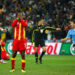 JOHANNESBURG, SOUTH AFRICA - JULY 02:  Asamoah Gyan of Ghana reacts as he misses a late penalty kick in extra time to win the match during the 2010 FIFA World Cup South Africa Quarter Final match between Uruguay and Ghana at the Soccer City stadium on July 2, 2010 in Johannesburg, South Africa.  (Photo by Cameron Spencer/Getty Images)