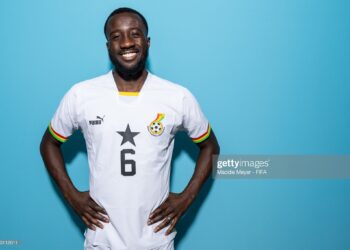 DOHA, QATAR - NOVEMBER 20: Elisha Owusu of Ghana poses during the official FIFA World Cup Qatar 2022 portrait session on November 20, 2022 in Doha, Qatar. (Photo by Maddie Meyer - FIFA/FIFA via Getty Images)