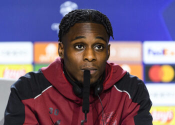 MADRID, SPAIN - OCTOBER 25: Jeremie Frimpong of Bayer Leverkusen ahead of their UEFA Champions League group B match against Atletico Madrid at Civitas Metropolitano Stadium on October 25, 2022 in Madrid, Spain. (Photo by Alvaro Medranda/Eurasia Sport Images/Getty Images)