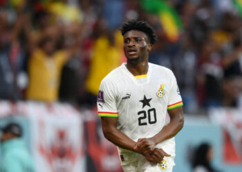 AL RAYYAN, QATAR - NOVEMBER 28: Mohammed Kudus of Ghana celebrates scoring their team's second goal during the FIFA World Cup Qatar 2022 Group H match between Korea Republic and Ghana at Education City Stadium on November 28, 2022 in Al Rayyan, Qatar. (Photo by Shaun Botterill - FIFA/FIFA via Getty Images)