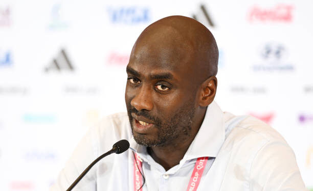 AL RAYYAN, QATAR - NOVEMBER 28: Otto Addo, Head Coach of Ghana, attends the post match press conference after the FIFA World Cup Qatar 2022 Group H match between Korea Republic and Ghana at Education City Stadium on November 28, 2022 in Al Rayyan, Qatar. (Photo by Shaun Botterill - FIFA/FIFA via Getty Images)