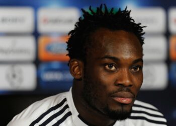 COBHAM, ENGLAND - DECEMBER 07:  Michael Essien of Chelsea talks to the media during a Chelsea Training & Press Conference, ahead of their Champions League Group D match against APOEL Nicosia, at the Chelsea training ground on December 7, 2009 in Cobham, England.  (Photo by Jamie McDonald/Getty Images)