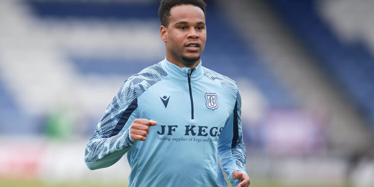 3rd December 2022; Caledonian Stadium, Inverness, Inverness-shire, Scotland: Scottish Championship Football, Inverness versus Dundee; Derick Osei of Dundee during the warm up before the match