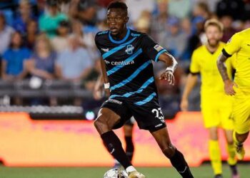 Colorado Springs, Colorado Springs Switchbacks FC, New Mexico United, Switchbacks FC, USL, football, soccer
Aug 27, 2022; Colorado Springs, CO, USA; Colorado Springs Switchbacks FC forward Elvis Amoh (23) controls the ball in the second half against New Mexico United at Weidner Field. Credit: Isaiah J. Downing/Switchbacks FC