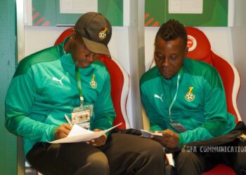 -	Ghana U23 Head coach Ibrahim Tanko and Team Manager Ablade Kumah