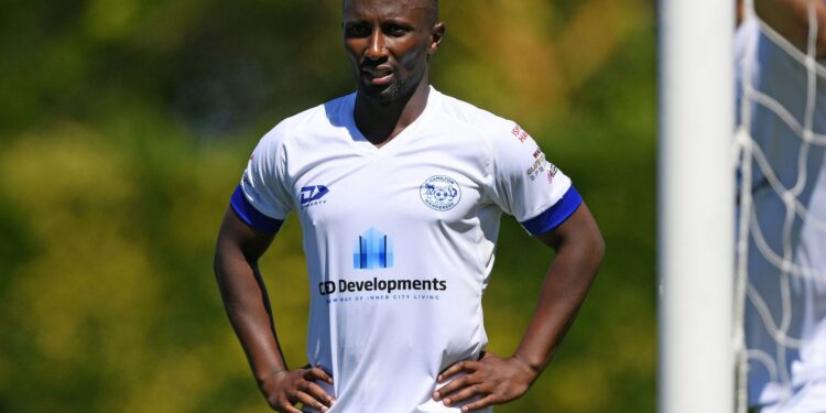 htw231120sp50 Hamilton Wanderers Derek Tieku scored both the goals in their victory against Auckland City. Photo / Photosport
