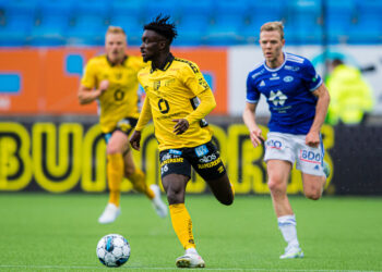220721 Emmanuel Boateng of Elfsborg during the UEFA Europa Conference League match between Molde and Elfsborg on July 21, 2022 in Molde.
Photo: Marius Simensen / BILDBYRÅN / Cop 238