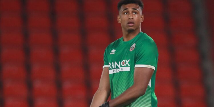 Sheffield, England, 15th November 2022. Jordan Amissah of Sheffield United  during the Premier League Cup match at Bramall Lane, Sheffield. Picture credit should read: Simon Bellis / Sportimage