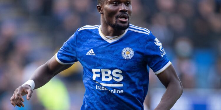 LEICESTER, ENGLAND - MARCH 20: Daniel Amartey of Leicester City during the Premier League match between Leicester City and Brentford at The King Power Stadium on March 20, 2022 in Leicester, United Kingdom. (Photo by Joe Prior/Visionhaus via Getty Images)