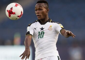 NEW DELHI, INDIA - OCTOBER 09: Emmanuel Toku of Ghana controls the ball during the FIFA U-17 World Cup India 2017 group A match between Ghana and USA at Jawaharlal Nehru Stadium on October 9, 2017 in New Delhi, India. (Photo by Maja Hitij - FIFA/FIFA via Getty Images)