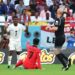 AL RAYYAN, QATAR - NOVEMBER 28: Tariq Lamptey of Ghana reacts as the Referee Anthony Taylor of England awards a free kick against him for a foul on Son Heung-min of South Korea during the FIFA World Cup Qatar 2022 Group H match between Korea Republic and Ghana at Education City Stadium on November 28, 2022 in Al Rayyan, Qatar. (Photo by Youssef Loulidi/Fantasista/Getty Images)