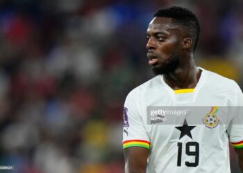 Iñaki Williams Centre-Forward of Ghana and Athletic Bilbao during the FIFA World Cup Qatar 2022 Group H match between Portugal and Ghana at Stadium 974 on November 24, 2022 in Doha, Qatar. (Photo by Jose Breton/Pics Action/NurPhoto via Getty Images)