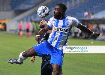 Reagy Baah Ofosu in meciul de fotbal dintre Universitatea Craiova si KF Laci, contand pentru Turul 2 preliminar, mansa secunda a Conference League, desfasurat pe Stadionul Ion Oblemenco din Craiova, joi 29 iulie 2021. Craiova *** Reagy Baah Ofosu in the football match between Universitatea Craiova and KF Laci, counting for the preliminary Round 2, the second leg of the Conference League, played on Ion Oblemenco Stadium in Craiova, Thursday, July 29, 2021 Craiova Copyright: xRazvanxPasarica/SPORTxPICTURESx