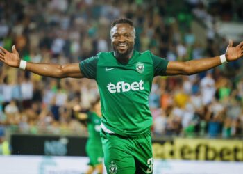 Bernard Tekpetey celebrates brace for Ludogorets in UCL qualifiers against Ballkani