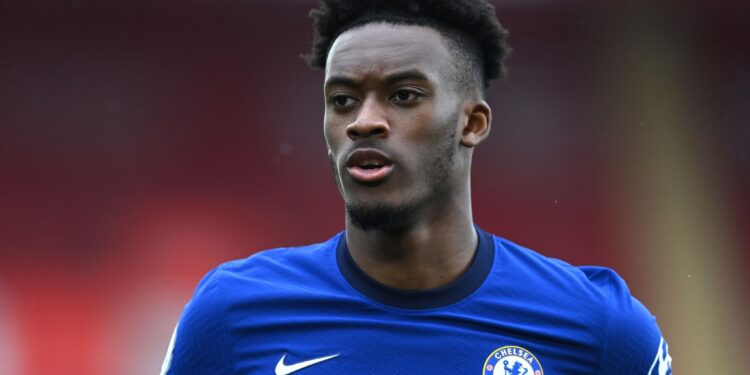 SOUTHAMPTON, ENGLAND - FEBRUARY 20: Callum Hudson-Odoi of Chelsea looks on during the Premier League match between Southampton and Chelsea at St Mary's Stadium on February 20, 2021 in Southampton, England. Sporting stadiums around the UK remain under strict restrictions due to the Coronavirus Pandemic as Government social distancing laws prohibit fans inside venues resulting in games being played behind closed doors. (Photo by Neil Hall - Pool/Getty Images)