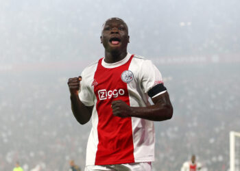 AMSTERDAM, NETHERLANDS - MAY 11: Brian Brobbey of Ajax celebrates after scoring their side's fourth goal during the Dutch Eredivisie match between Ajax and sc Heerenveen at Johan Cruijff Arena on May 11, 2022 in Amsterdam, Netherlands. (Photo by Dean Mouhtaropoulos/Getty Images)