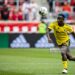 HARRISON, NJ - MARCH 20: Yaw Yeboah #14 of Columbus Crew runs down the ball in the second half of the match against New York Red Bulls at Red Bull Arena on March 20, 2022 in Harrison, New Jersey. (Photo by Ira L. Black - Corbis/Getty Images)