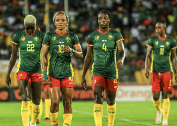 Cameroon players during the 2024 Women’s Africa Cup of Nations Qualification match between Cameroon and Kenya held at Stade de la Réunification in Douala, Cameroon on 22 September 2023 ©AchilleTsanga/BackpagePix