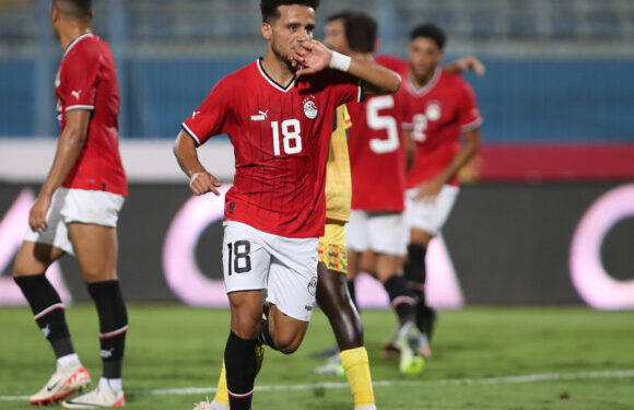 Mostafa Mohamed of Egypt celebrates goal during the 2023 Africa Cup of Nations Qualifiers match between Egypt and Ethiopia at 30 June Stadium in Cairo, Egypt on 08 September 2023 ©Weam Mostafa/BackpagePix