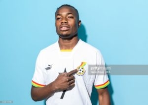 DOHA, QATAR - NOVEMBER 20: Fatawu Issahaku of Ghana poses during the official FIFA World Cup Qatar 2022 portrait session on November 20, 2022 in Doha, Qatar. (Photo by Maddie Meyer - FIFA/FIFA via Getty Images)