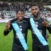 SWANSEA, WALES - OCTOBER 21: Kelechi Iheanacho of Leicester City and Abdul Fatawu of Leicester City celebrate after the Sky Bet Championship match between Swansea City and Leicester City at Swansea.com Stadium on October 21, 2023 in Swansea, United Kingdom. (Photo by Plumb Images/Leicester City FC via Getty Images)