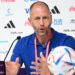 USA's coach #00 Gregg Berhalter speaks during a press conference at the Qatar National Convention Center (QNCC) in Doha on December 2, 2022, on the eve of the Qatar 2022 World Cup football match between the Netherlands and USA. (Photo by Patrick T. Fallon / AFP) (Photo by PATRICK T. FALLON/AFP via Getty Images)