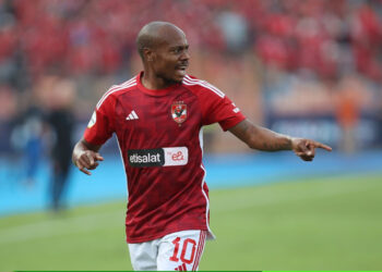 Percy Tau of Al Ahly  during the 2023 African Football League match between Al Ahly and Simba held at Cairo International Stadium in Cairo, Egypt on 24 October 2023 ©Weam Mostafa/BackpagePix