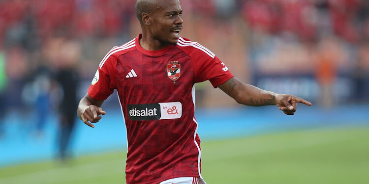 Percy Tau of Al Ahly  during the 2023 African Football League match between Al Ahly and Simba held at Cairo International Stadium in Cairo, Egypt on 24 October 2023 ©Weam Mostafa/BackpagePix