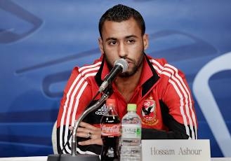 NAGOYA, JAPAN - DECEMBER 11: Player Hossam Ashour answers a question during the Ulsan Hyundai press conference at Marriott Associa Nagoya Hotel on December 11, 2012 in Nagoya, Japan.  (Photo by Lintao Zhang/Getty Images)