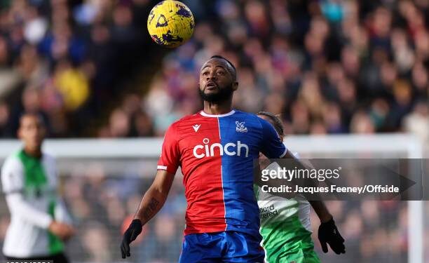 LONDON, ENGLAND - DECEMBER 9: Jordan Ayew of Crystal Palace during the Premier League match between Crystal Palace and Liverpool FC at Selhurst Park on December 9, 2023 in London, England. (Photo by Jacques Feeney/Offside/Offside via Getty Images)