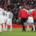 LIVERPOOL, ENGLAND - NOVEMBER 30: Ibrahim Mustapha of LASK Linz is substituted off following an injury during the UEFA Europa League match between Liverpool FC and LASK at Anfield on November 30, 2023 in Liverpool, England. (Photo by Catherine Ivill/Getty Images)