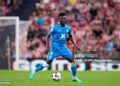 BILBAO, SPAIN - OCTOBER 06: Iddrisu Baba of UD Almeria in action during the LaLiga EA Sports match between Athletic Club and UD Almeria at Estadio de San Mames on October 06, 2023 in Bilbao, Spain. (Photo by Ion Alcoba/Quality Sport Images/Getty Images)