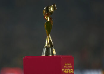 FILE PHOTO: Soccer Football - FIFA Women's World Cup Australia and New Zealand 2023 - Final - Spain v England - Stadium Australia, Sydney, Australia - August 20, 2023 General view of World Cup trophy on display before the match REUTERS/Hannah Mckay/File Photo