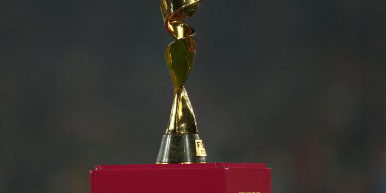 FILE PHOTO: Soccer Football - FIFA Women's World Cup Australia and New Zealand 2023 - Final - Spain v England - Stadium Australia, Sydney, Australia - August 20, 2023 General view of World Cup trophy on display before the match REUTERS/Hannah Mckay/File Photo