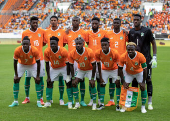 Ivory Coast team photo during the 2023 Africa Cup of Nations Qualifiers match between Ivory Coast and Lesotho at Laurent Pokou Stadium in San Pédro, Ivory Coast on 9 September 2023 ©BackpagePix