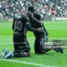 ISTANBUL, TURKEY - NOVEMBER 12: Jackson Muleka (40) of Besiktas celebrates after scoring the first goal of his team with Daniel Amartey (12) during the Turkish Super League match between Besiktas and Basaksehir at Tupras Stadium on November 12, 2023 in Istanbul, Turkey. (Photo by Seskim Photo/MB Media/Getty Images)