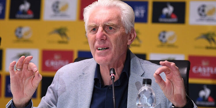 JOHANNESBURG, SOUTH AFRICA - JUNE 14: Bafana Bafana coach Hugo Broos during the South African national men's soccer team press conference at SAFA House on June 14, 2022 in Johannesburg, South Africa. (Photo by Lefty Shivambu/Gallo Images)