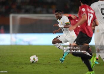 ABIDJAN, IVORY COAST - JANUARY 18: Mohamed Kudus of Ghana during the TotalEnergies CAF Africa Cup of Nations group stage match between Egypt and Ghana at Stade Felix Houphouet Boigny on January 18, 2024 in Abidjan, Ivory Coast. (Photo by Ulrik Pedersen/DeFodi Images via Getty Images)
