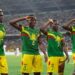 DOUALA, CAMEROON - JANUARY 20:  IBRAHIMA KONÉ (18) of Mali celebrates scoring with MOUSSA DOUMBIA (7), AMADOU HAÏDARA (4), FALAYE SACKO (17) during the Group F Africa Cup of Nations 2021 match between Mali and Mauritania at Stade de Japoma in Douala on January 20, 2022. (Photo by Visionhaus/Getty Images)