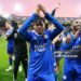 WATFORD, ENGLAND - FEBRUARY 10: Abdul Fatawu of Leicester City applauds the travelling Leicester City fans after the Sky Bet Championship match between Watford and Leicester City at Vicarage Road on February 10, 2024 in Watford, United Kingdom. (Photo by Plumb Images/Leicester City FC via Getty Images)