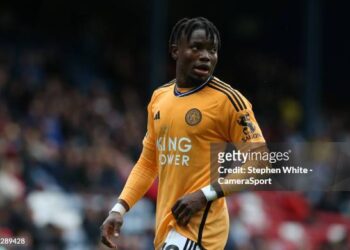 BLACKBURN, ENGLAND - OCTOBER 1:  Leicester City's Abdul Fatawu Issahaku during the Sky Bet Championship match between Blackburn Rovers and Leicester City at Ewood Park on October 1, 2023 in Blackburn, England. (Photo by Stephen White - CameraSport via Getty Images)