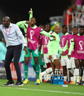 AL RAYYAN, QATAR - NOVEMBER 28: Otto Addo, Head Coach of Ghana, reacts during the FIFA World Cup Qatar 2022 Group H match between Korea Republic and Ghana at Education City Stadium on November 28, 2022 in Al Rayyan, Qatar. (Photo by Alex Grimm/Getty Images)