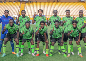 Dreams FC team picture during the CAF Confederation Cup quarterfinal 1st leg match between Stade Malien and Dreams FC at March 26 Stadium in Bamako, Mali on 31 March 2024 ©Mamodo Kante/BackpagePix