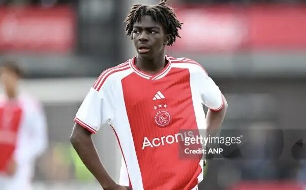 AMSTERDAM - Levi Acheampong of Ajax U17 during the Ajax Future Cup 2024 match between Ajax o17 and FK Partizan o17 at De Toekomst sports complex on April 1, 2024 in Amsterdam, Netherlands. ANP | Hollandse Hoogte | GERRIT VAN COLOGNE (Photo by ANP via Getty Images)