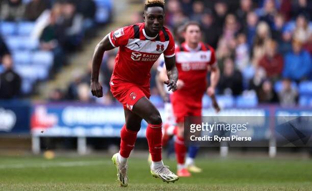 READING, ENGLAND - JANUARY 27: Dan Agyei of Leyton Orient F.C. celebrates after scoring his teams first goal during the Sky Bet League One match between Reading and Leyton Orient at Select Car Leasing Stadium on January 27, 2024 in Reading, England. (Photo by Ryan Pierse/Getty Images)